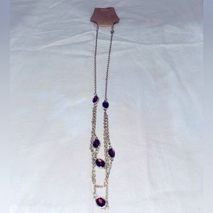 Multi strand 10.5 inch long gold chain with amber colored gemstones jewels new